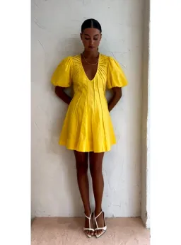 By Nicola Pineapple Mini Dress in Yellow Size AU 8 for rent on The Volte - image 2
