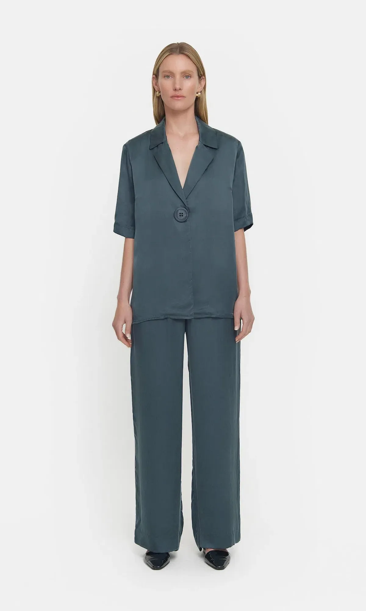 Viktoria and Woods Chorus Shirt Size 1 and Pilot Pants Size 2 Set Deep Petrol - Image 1
