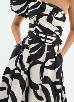Rebecca Vallance Pompidou One Shoulder Midi Dress Print Size 10  for rent on The Volte - image 4