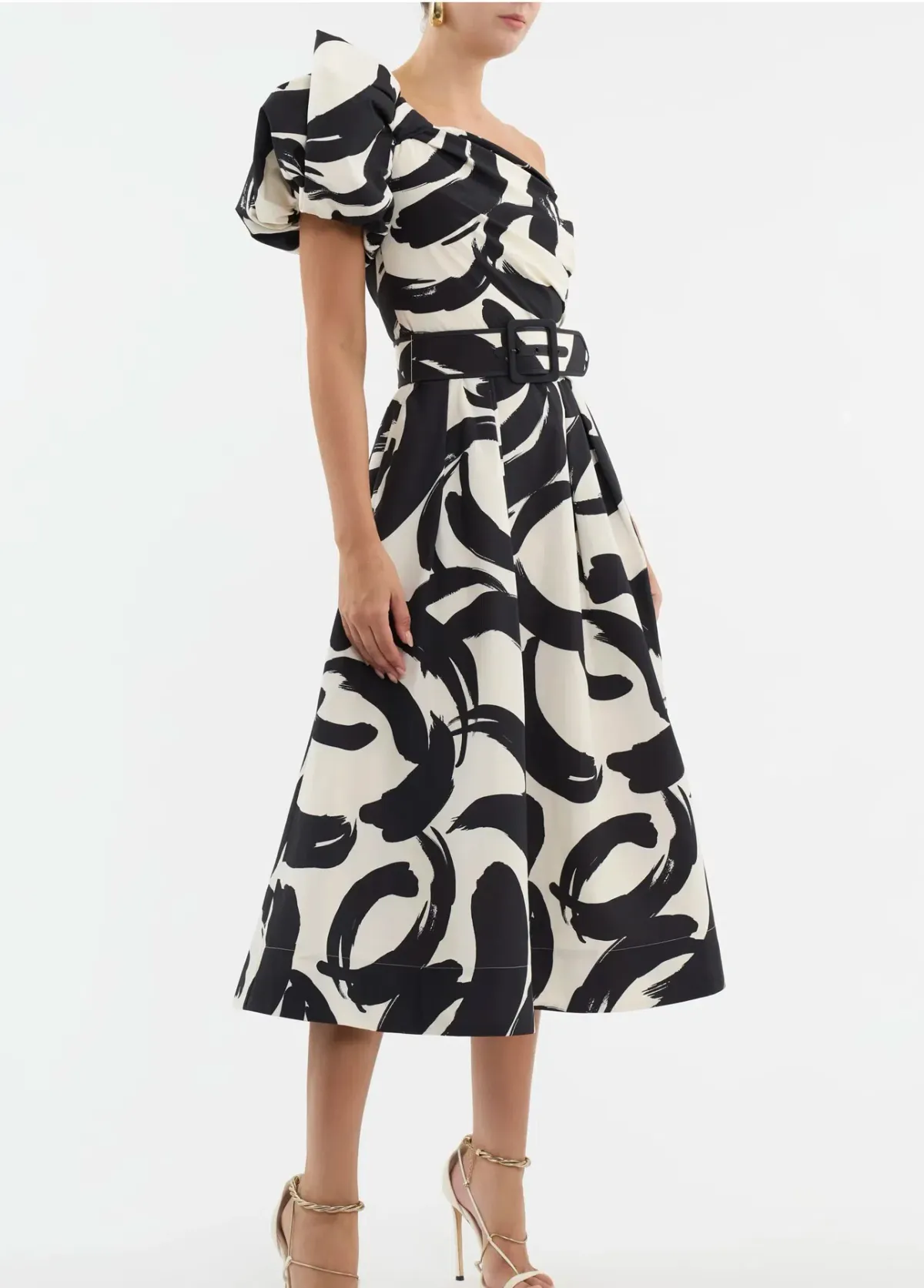 Rebecca Vallance Pompidou One Shoulder Midi Dress Print Size 10 - Image 2