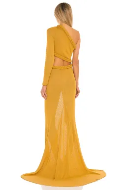 Bronx and Banco Dalia One Shoulder Knit Dress Mustard Size 6 for rent on The Volte - image 2