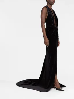 LaQuann Smith Deep V-neck Ruched Gown Black Size L / AU 12 for rent on The Volte - image 2