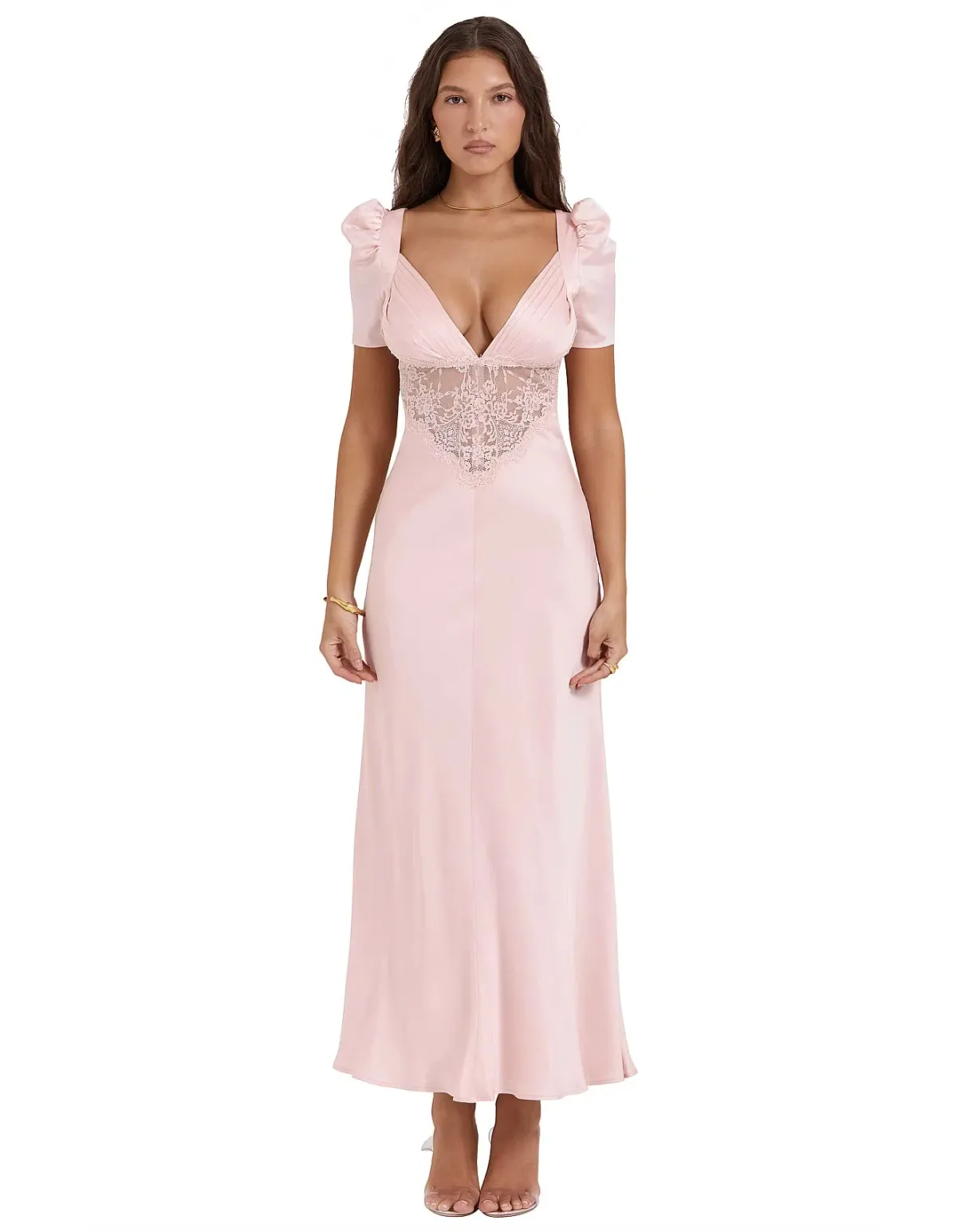 House of CB Rafaela Pure Silk & Lace Dress Soft Peach Size 12 - Image 1