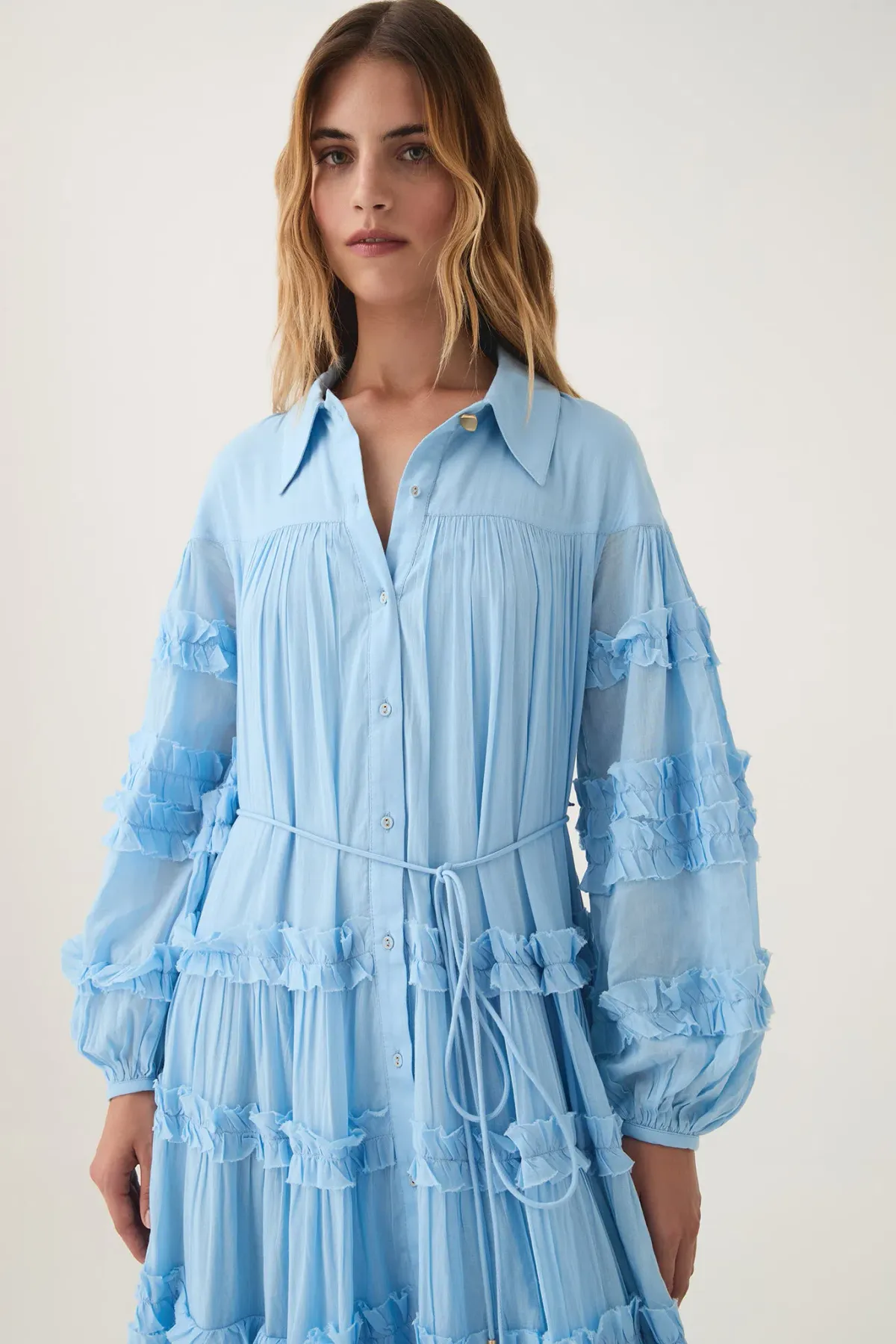 Aje Pastiche Tiered Maxi Dress Powder Blue Size 10  - Image 2