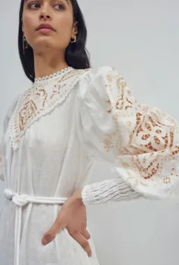 Alemais Embroidered Cecilia Midi Dress White Size AU 10  for rent on The Volte - image 2