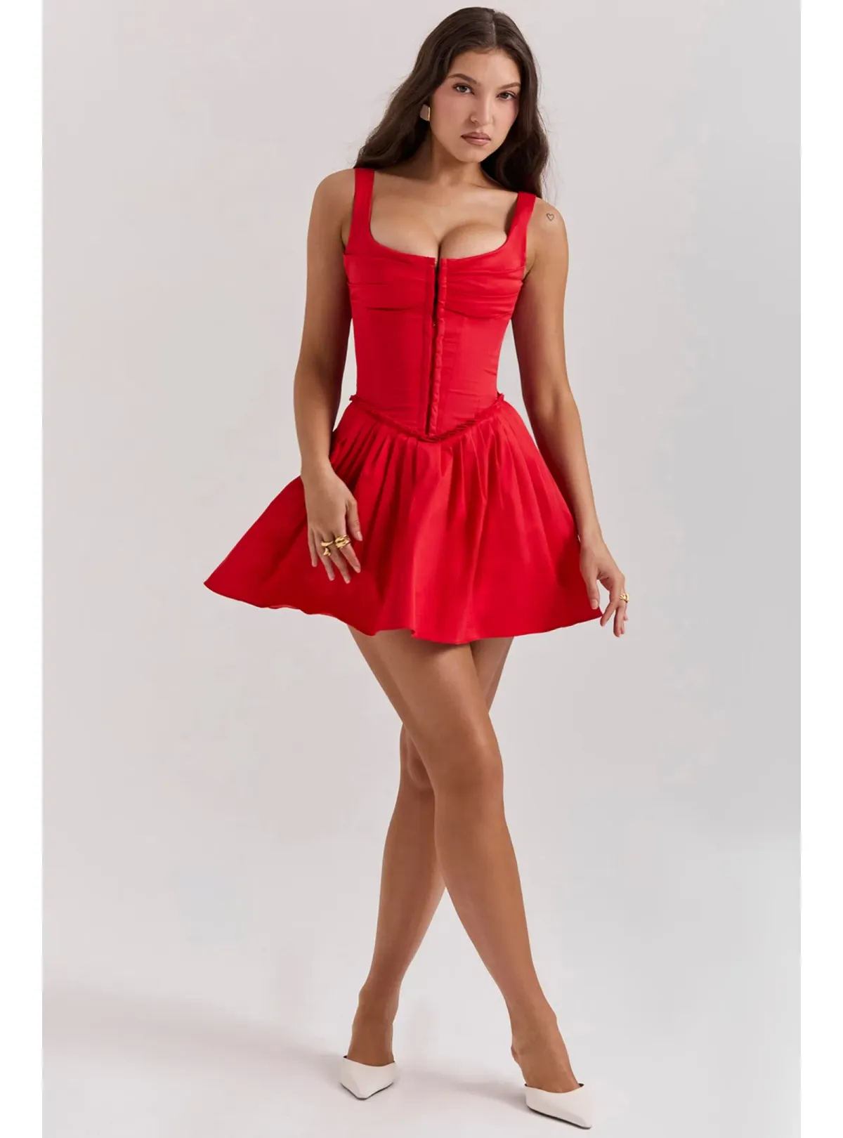 House of CB Scarlet Pleated Mini Dress Scarlet Size AU 8 - Image 1