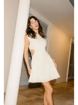 Aje Mirage Beaded Mini Dress Ivory Size AU 10 for rent on The Volte - image 4
