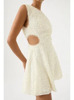 Aje Mirage Beaded Mini Dress Ivory Size AU 10 for rent on The Volte - image 2