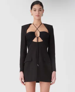 Misha Solange Mesh and Tailoring Mini Dress Black Size 10 for rent on The Volte - image 2