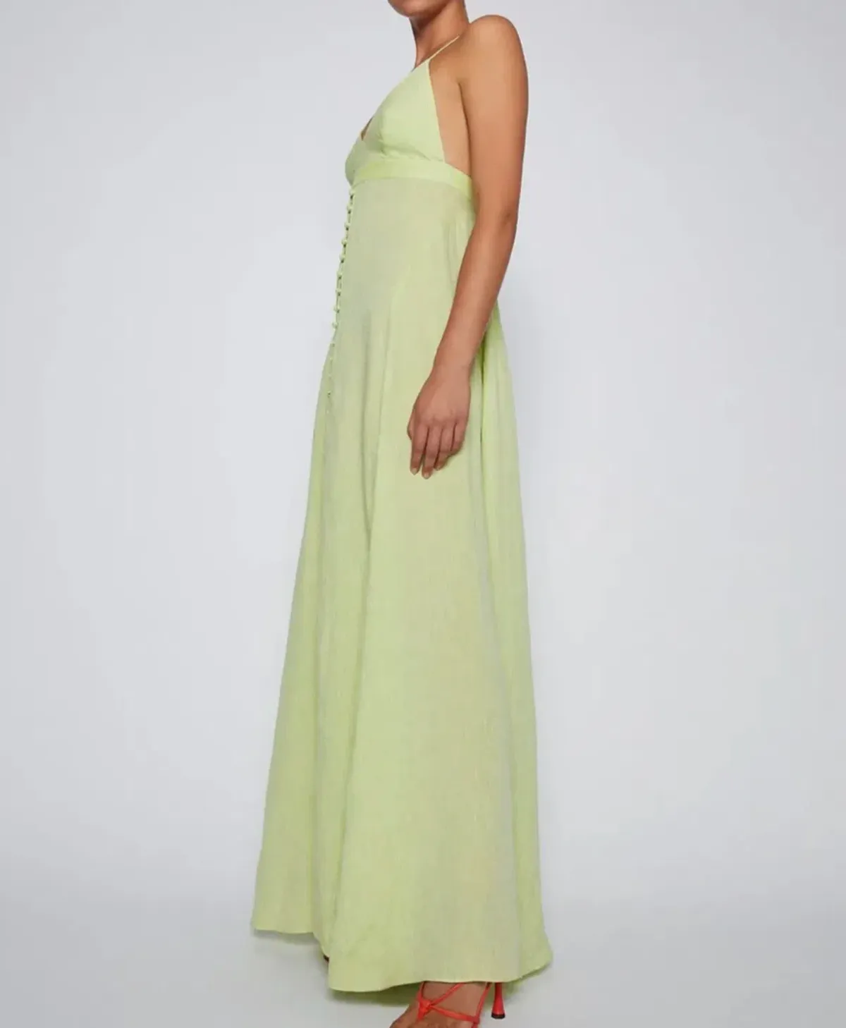 Scanlan Theodore Italian Linen Shoestring Dress Green Size 10 - Image 2