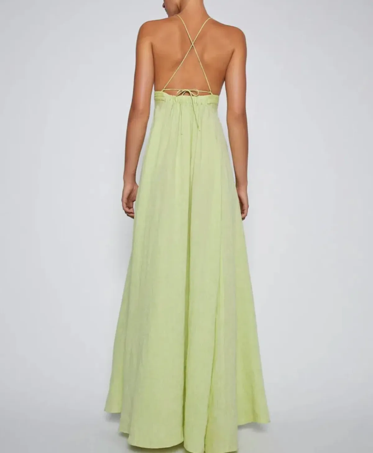 Scanlan Theodore Italian Linen Shoestring Dress Green Size 10 - Image 3