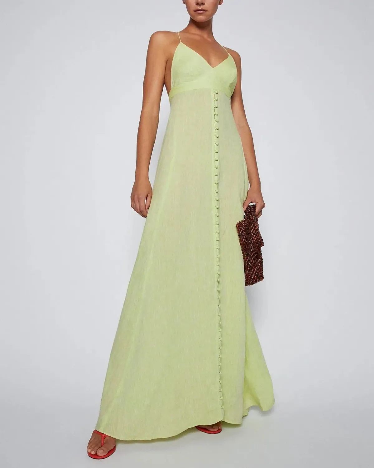 Scanlan Theodore Italian Linen Shoestring Dress Green Size 10 - Image 1