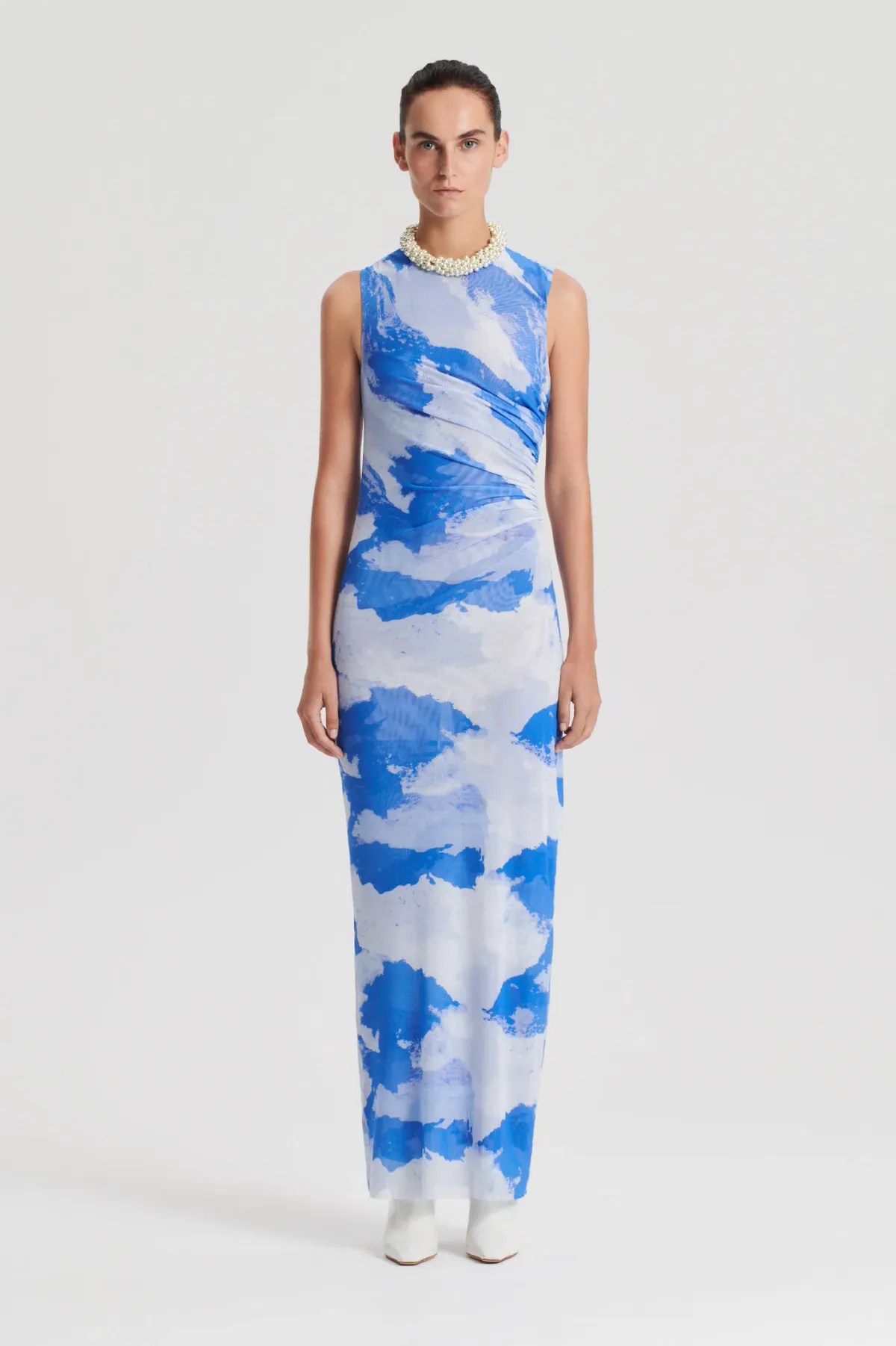 Scanlan Theodore Italian Cloud Print Dress Blue Size AU 8 - Image 1