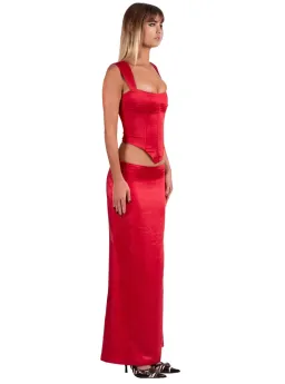 I Am Delilah Valerie Corset and Maxi Skirt Set in Cherry Red Size XS / AU 6 for rent on The Volte - image 2
