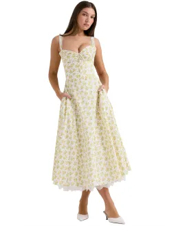 House of CB Rosalee Cotton Bustier Sundress White Vintage Floral Print Size S / AU 8 for rent on The Volte - image 1