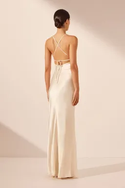 Shona Joy La Lune Lace Back Maxi Dress Cream Size 8 for rent on The Volte - image 2