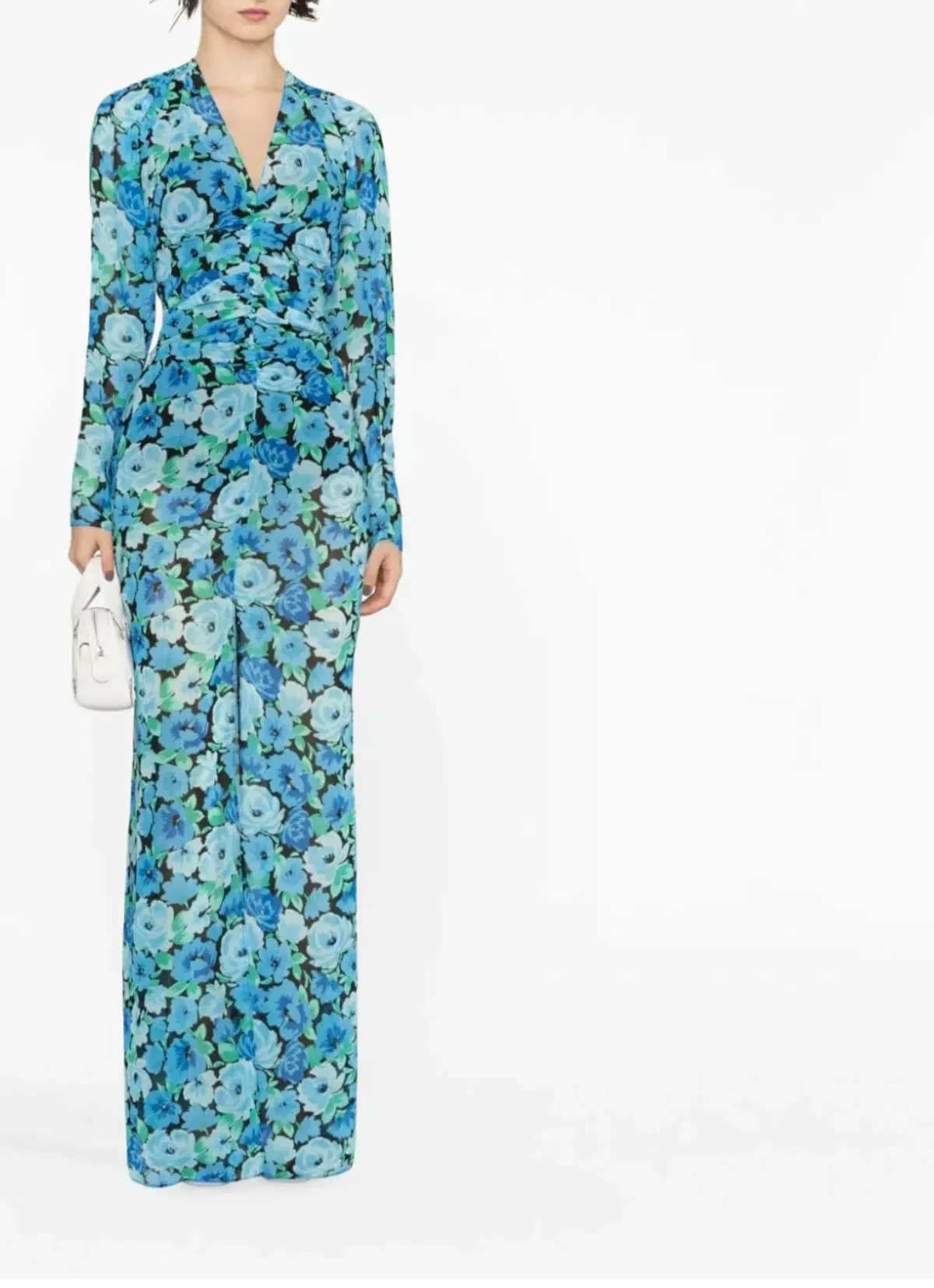 Rotate Birger Christensen Ruched Chiffon Maxi Dress Floral Print Size 12 - Image 1