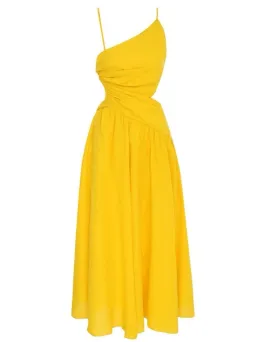Zimmermann Ginger Asymmetric Midi Dress Marigold Size 1 / AU 10 for rent on The Volte - image 1