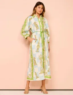 Alemais Checkmate Linen Shirt Dress Multi Size 8 for rent on The Volte - image 2