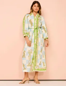 Alemais Checkmate Linen Shirt Dress Multi Size 8 for rent on The Volte - image 1