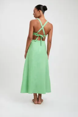 Kookai Palm Midi Dress Green Size 8  for rent on The Volte - image 2