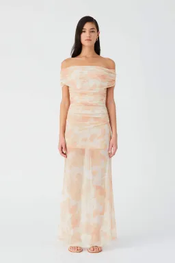 Misha Avyanna Mesh Maxi Dress Vintage Tapestry Golden Haze Print Size 8/S for rent on The Volte - image 1