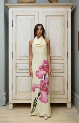 With Harper Lu Cowl Slip Dress Iris Floral Size M / AU 10 for rent on The Volte - image 4