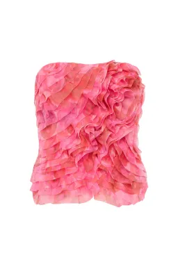 Aje Charmed Rosette Ruffle Bustier and Valeria Asymmetric Midi Skirt Set Misty Rose Size 16  for rent on The Volte - image 4