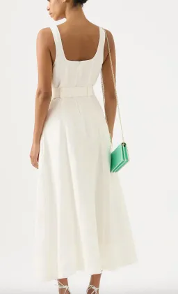 Aje Clay Belted Midi Dress Ivory Size 8 for rent on The Volte - image 2