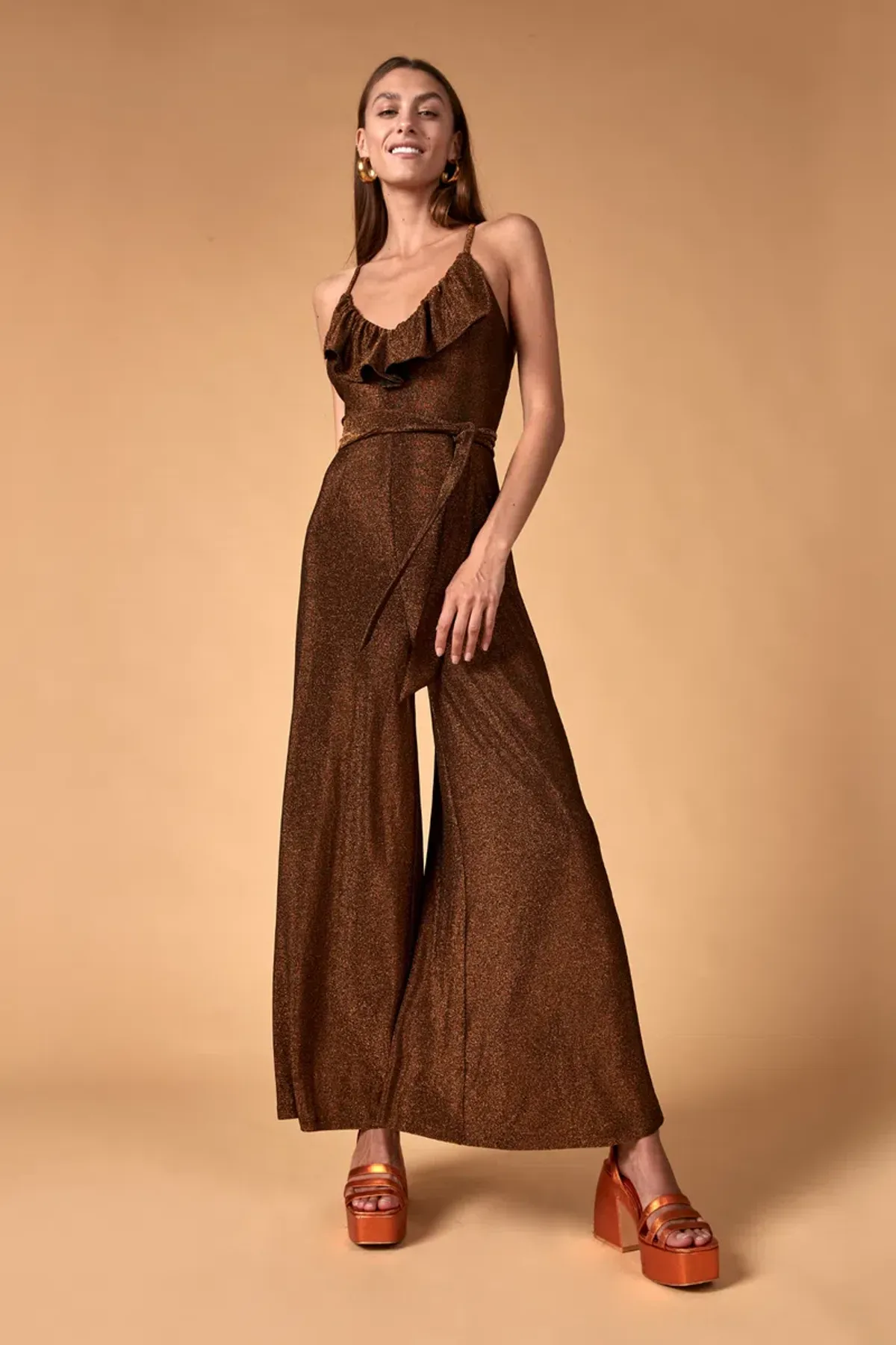Nine Lives Bazaar Nova Jumpsuit Bronze Size 18 - Image 1