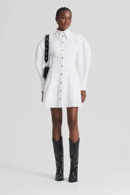 Scanlan Theodore Denim Cocoon Sleeve Mini Dress White Size 12 for rent on The Volte - image 1