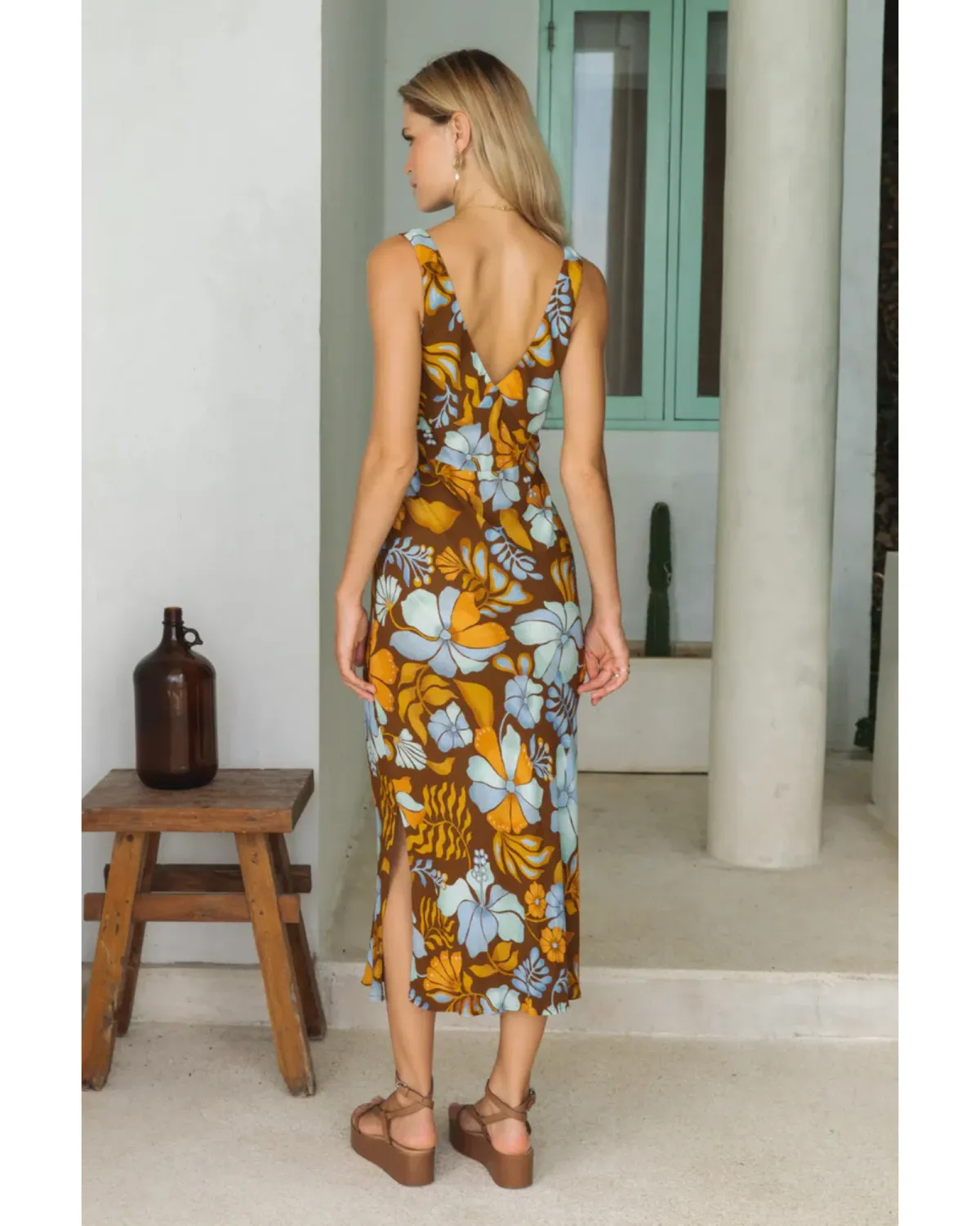 Nine Lives Bazaar Sara Bias Midi Dress Bamboo Size AU 10 - Image 3