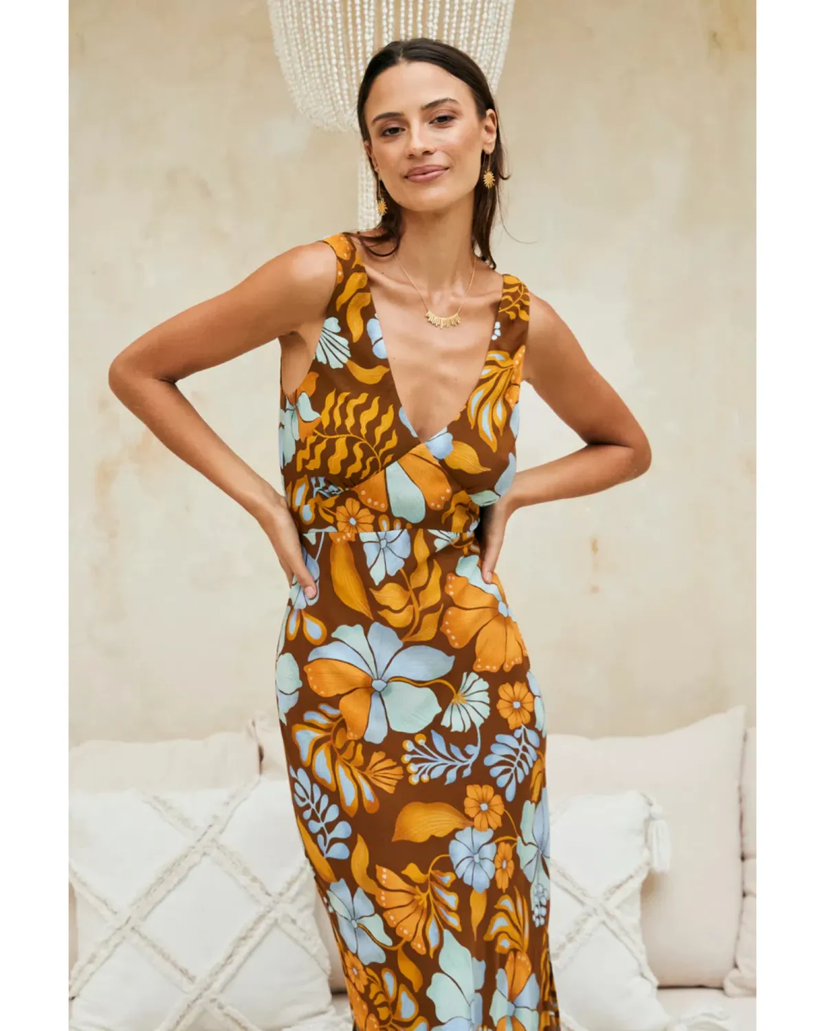 Nine Lives Bazaar Sara Bias Midi Dress Bamboo Size AU 10 - Image 2