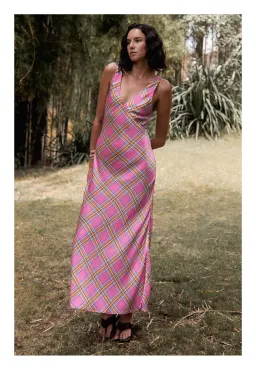 Steele Eadie Dress Pink Check Size 8 for rent on The Volte - image 1