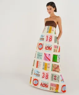 Oroton Ticket Print Gown Multi Size 10 for rent on The Volte - image 1
