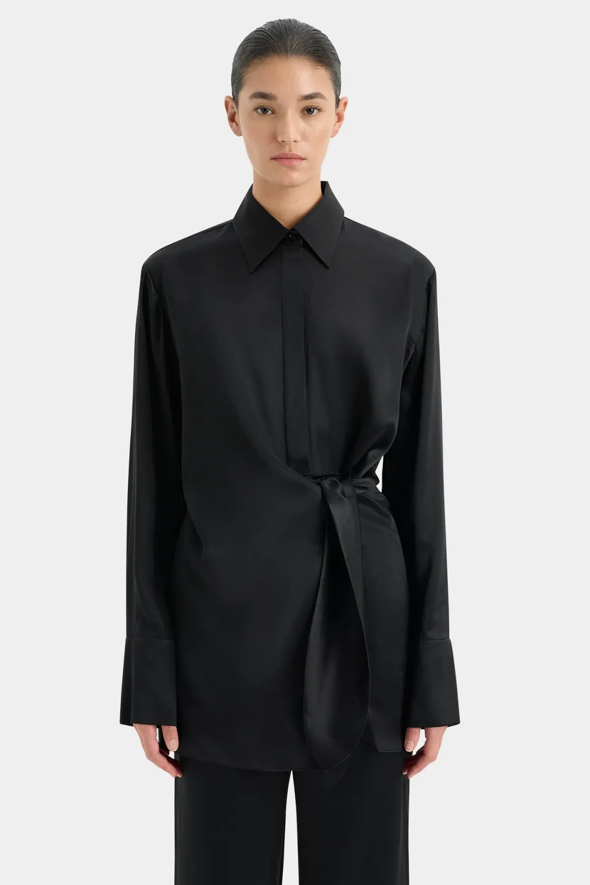 Sir the Label Sorrento Shirt Dress in Black Size AU 10 - Image 2
