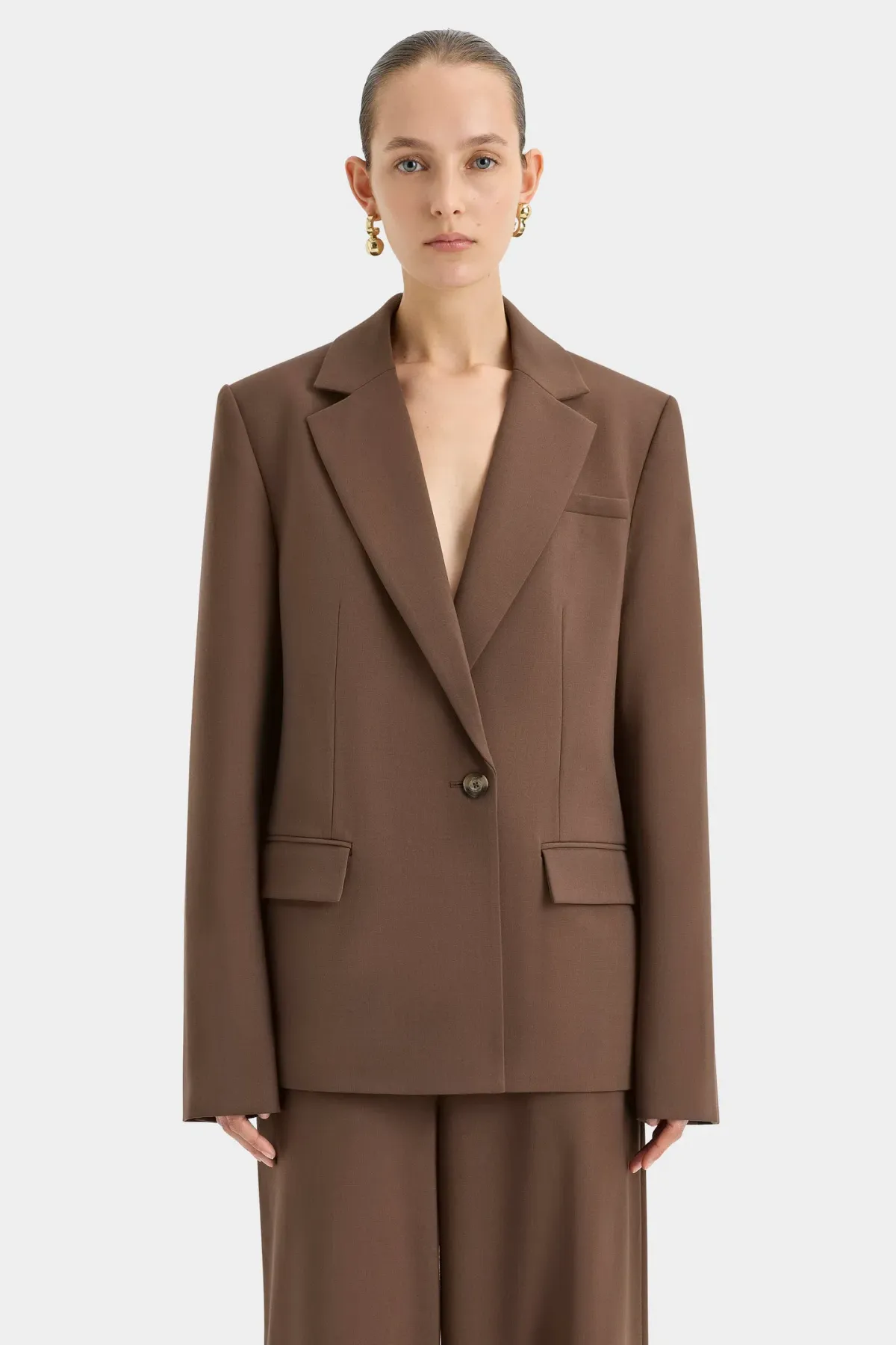 Sir the Label Bromley Tailored Blazer, Mini Skirt and Bodice Set Chocolate Size AU 10 - Image 2