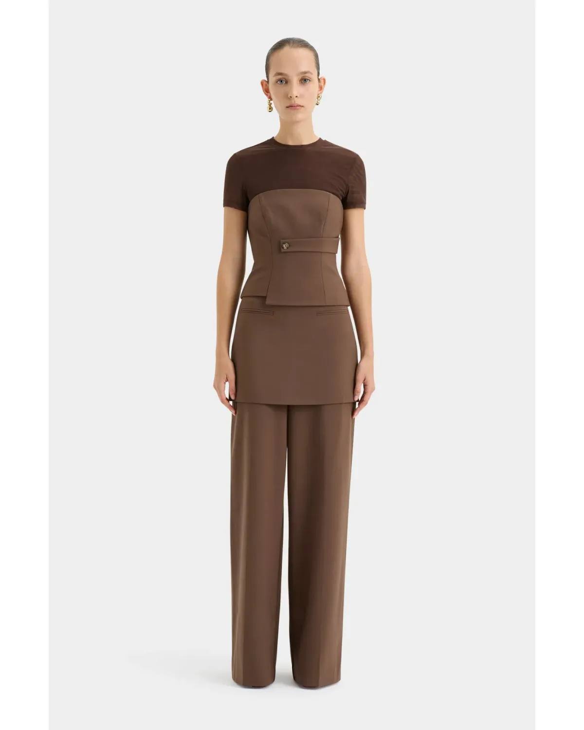 Sir The Label Bromley Bodice and Mini Skirt in Set Chocolate Size AU 10 - Image 1