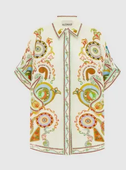 Pinball Linen Shirt and Short Set Multi Print Size 12 for rent on The Volte - image 5