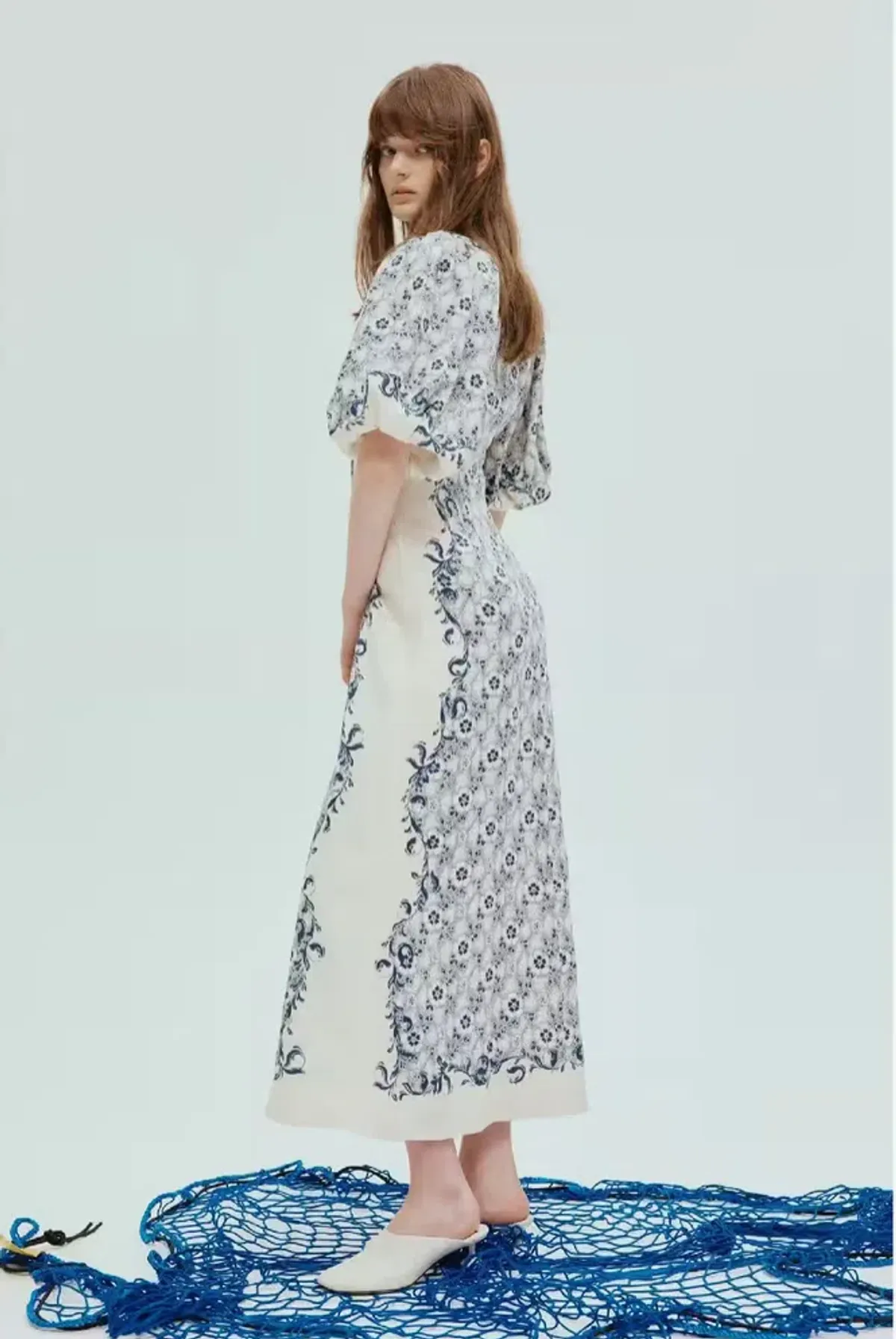 Alemais Airlie Midi Dress White/Blue Floral Size 10 - Image 4