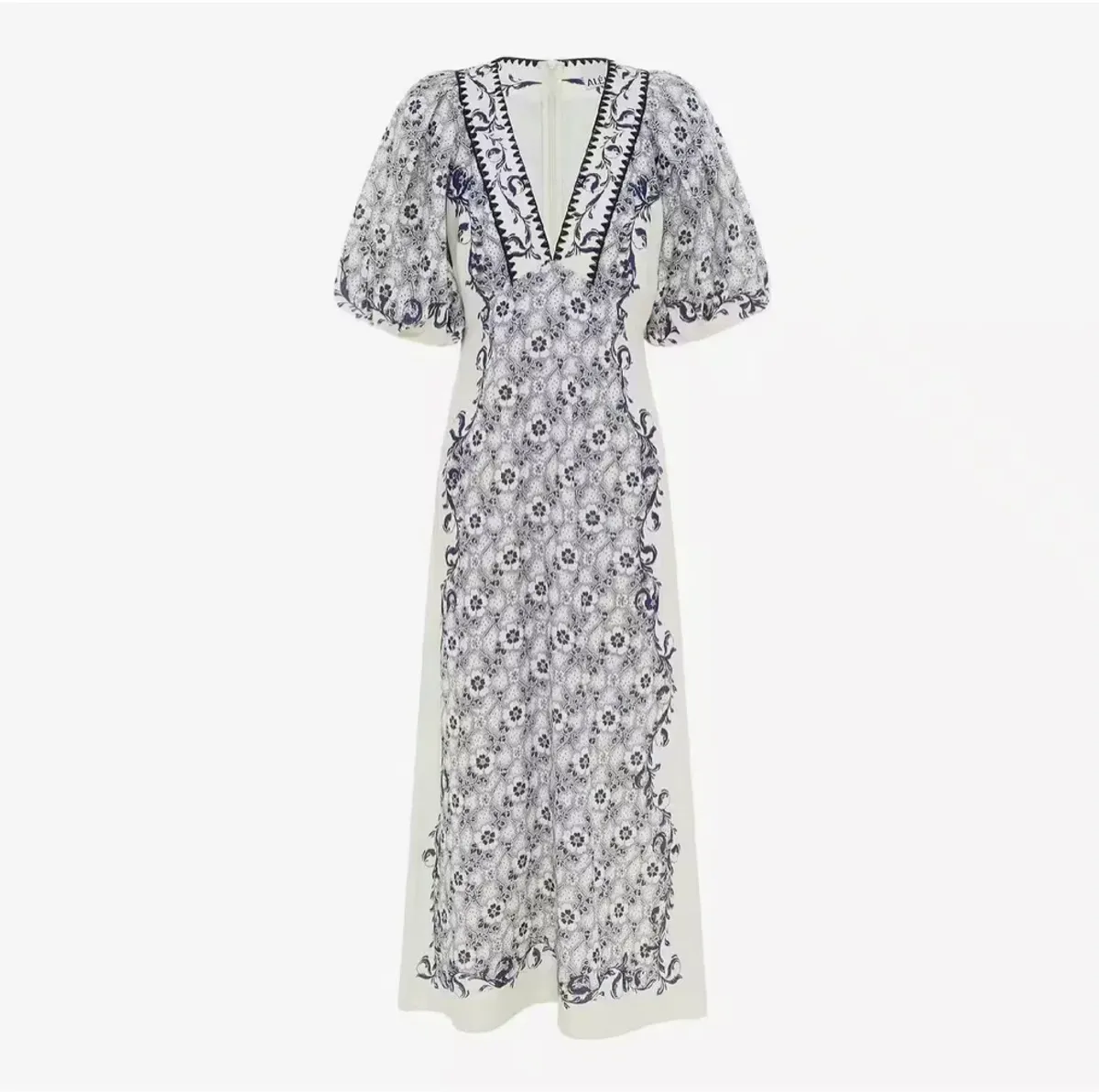 Alemais Airlie Midi Dress White/Blue Floral Size 10 - Image 5