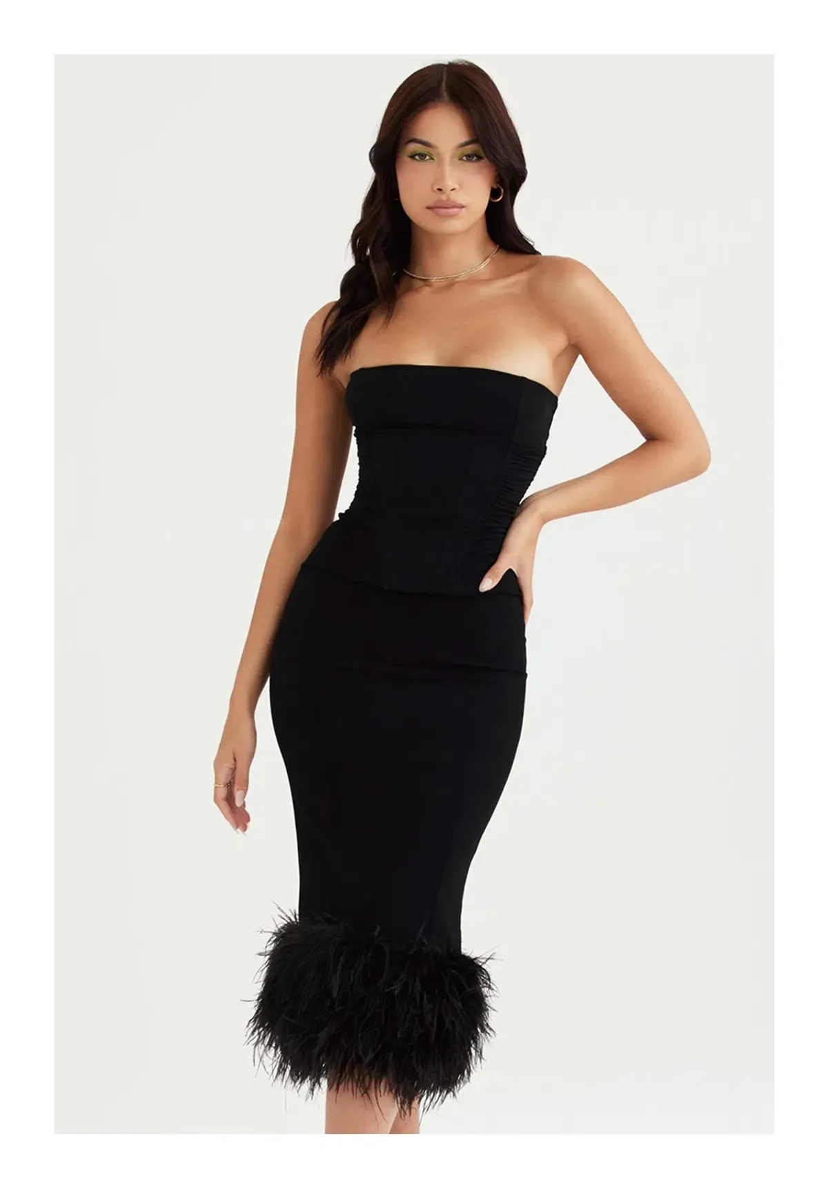 House of CB Fionula Midi Dress Black Size M/ Au 10 - Image 1