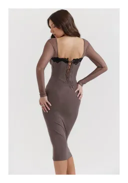 House of CB Seraphina Smoke Corset Dress Brown Size M/ AU 10 for rent on The Volte - image 3