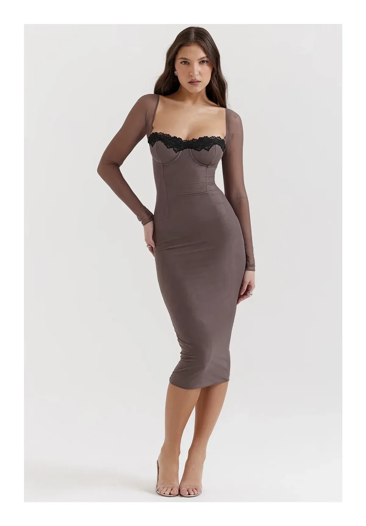 House of CB Seraphina Smoke Corset Dress Brown Size M/ AU 10 - Image 1