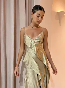 Acler Queensbridge Dress Gold Size 8  for rent on The Volte - image 3
