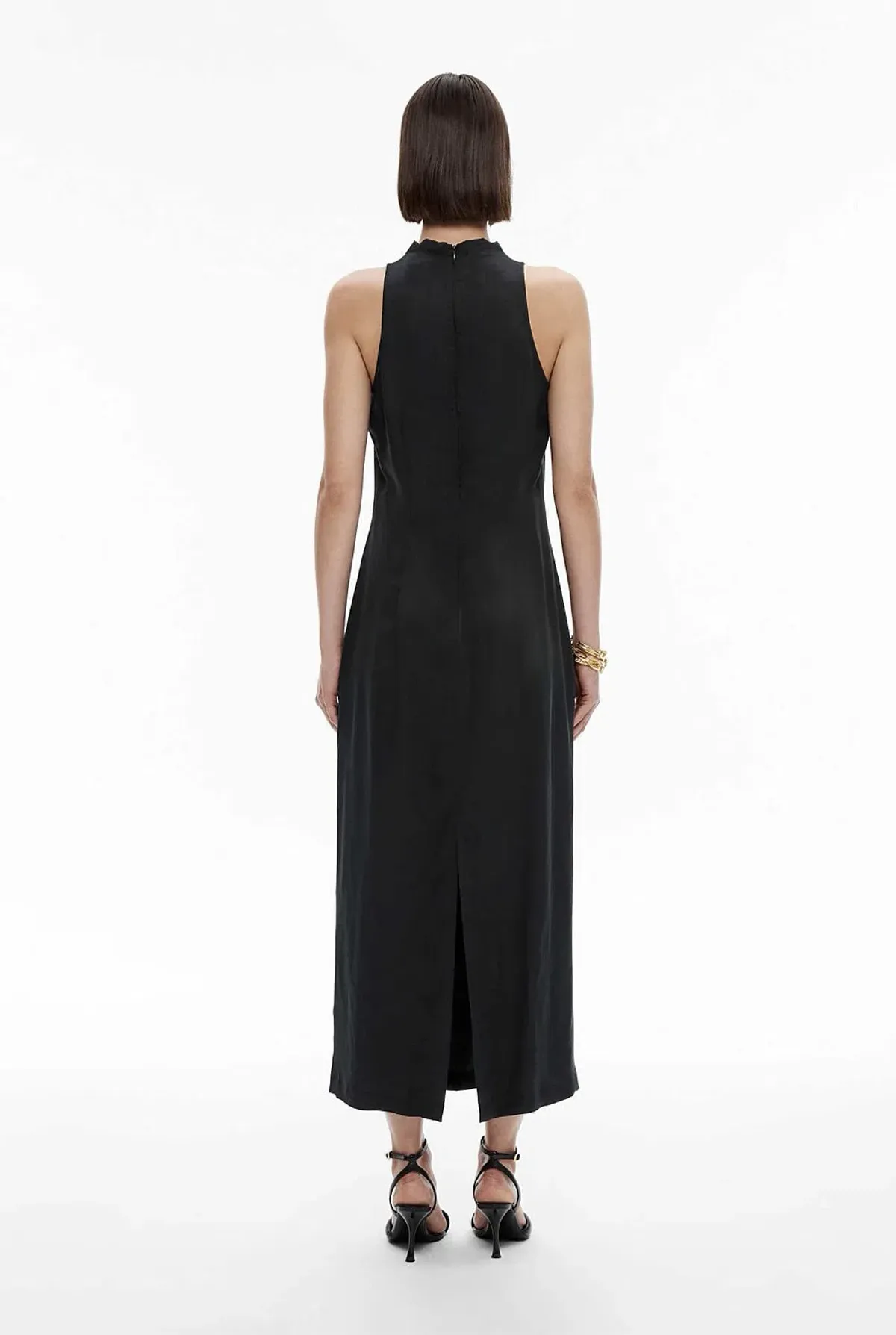 Witchery Cupro Cowl Neck Sleeveless Midi Dress Black Size 6 - Image 3