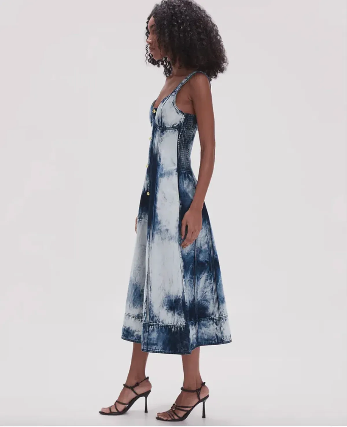 Aje Enigma Denim Midi Dress Tie Dye Indigo Size 8 - Image 4