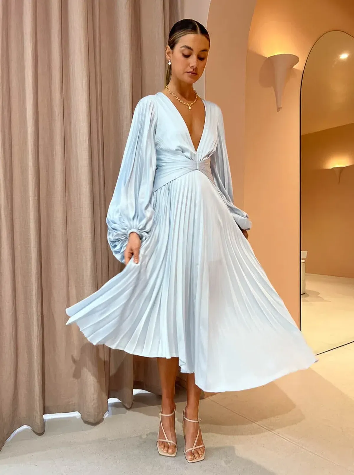 Acler Palms Dress Sky Blue Size 8 - Image 1