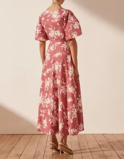 Shona Joy Cali Short Sleeve Cut Out Midi Dress Print Size 10  for rent on The Volte - image 2