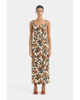 Sir The Label Primrose Ruched Midi Dress Ivory Tapestry Size AU 12 for rent on The Volte - image 1